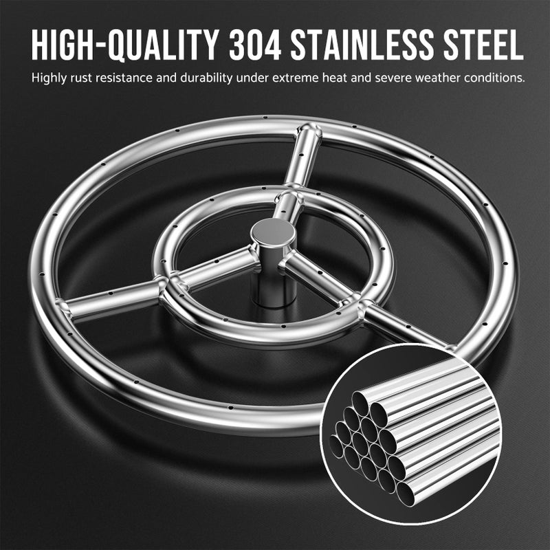 Skyflame 12-Inch Round Fire Pit Burner Ring, 304 Stainless Steel - Image 5